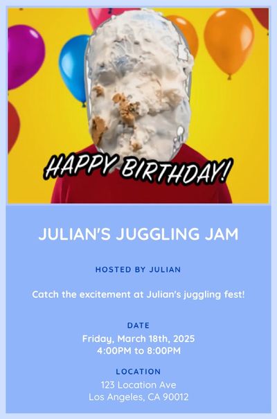 Pie Face Invitation
