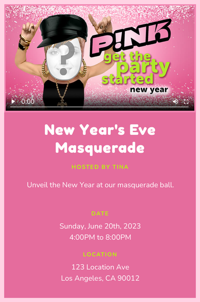 "Get The Party Started" by P!nk - New Year  Invitation