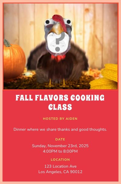 Thanksgiving Dancing Turkey Invitation