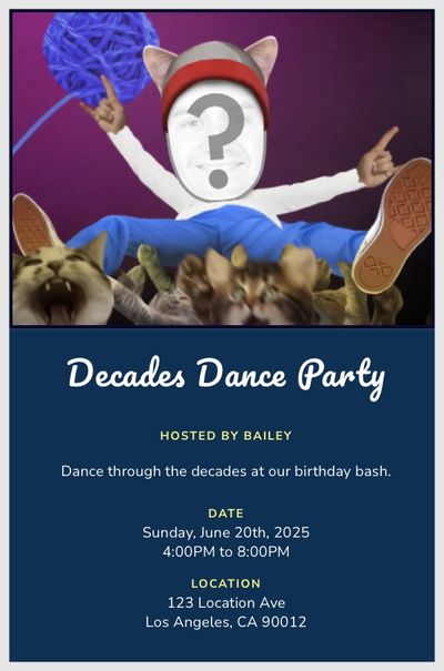 Cat Crowd Surfing Invitation