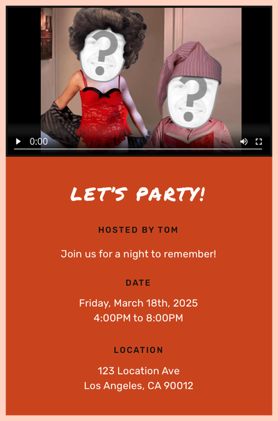Female Striptease Invitation