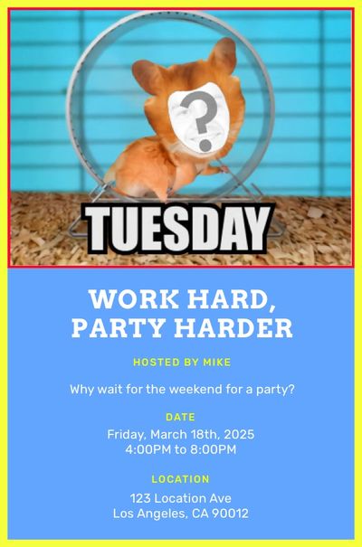 Hamster Wheel Tuesday Invitation