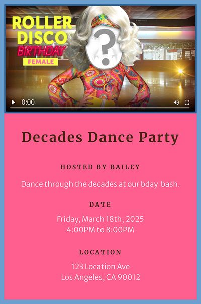 Roller Disco (Female) Invitation