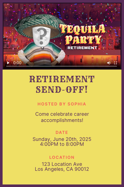 Tequila Party - Retirement - Solo Invitation
