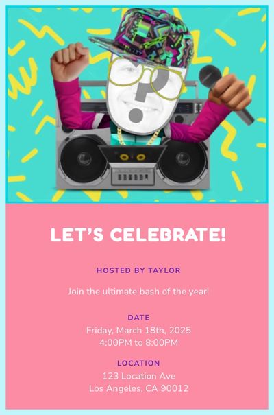 Boom Box Pop Invitation