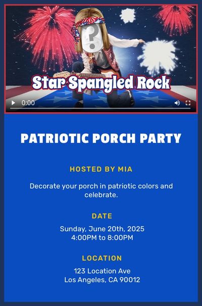 Star Spangled Rock Invitation