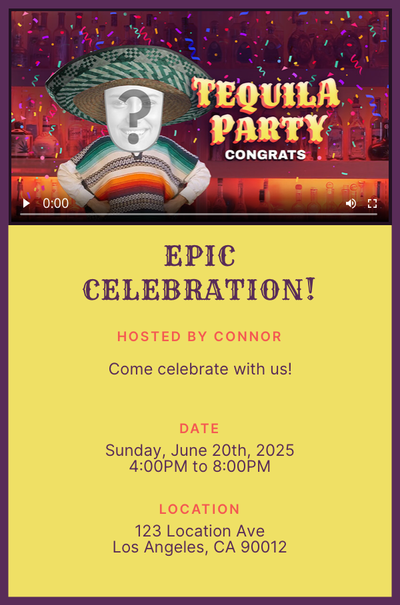 Tequila Party - Congrats - Solo Invitation