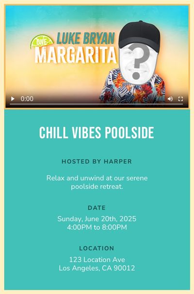 "One Margarita" by Luke Bryan Invitation