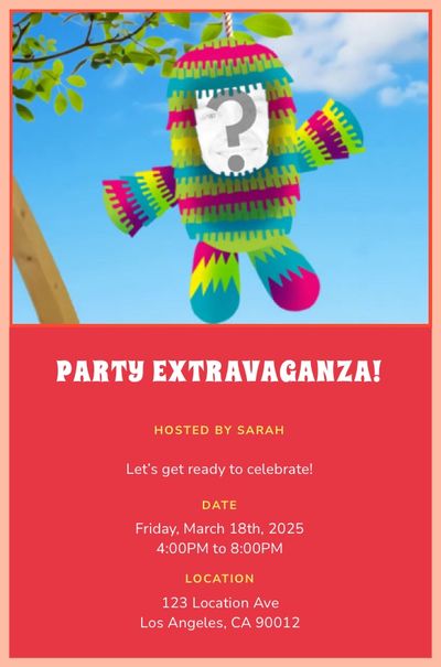 Piñata Face Invitation