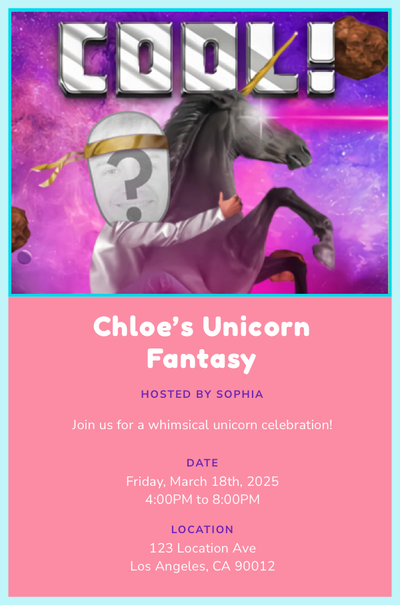 Space Unicorn Invitation