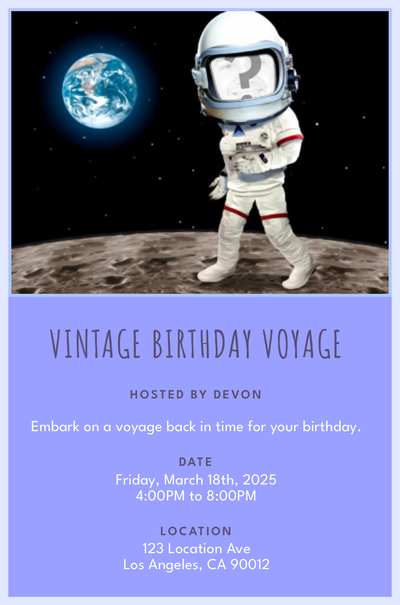 Moonwalking Astronaut Invitation