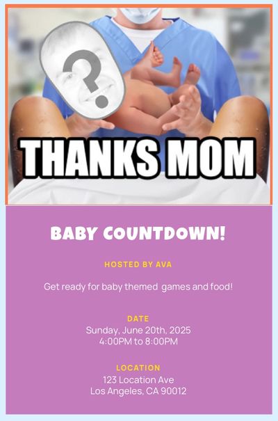 Baby Delivery Thanks Mom Invitation