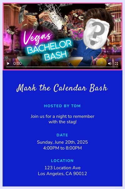 "The Stripper" by David Rose - VEGAS Bachelor Invitation