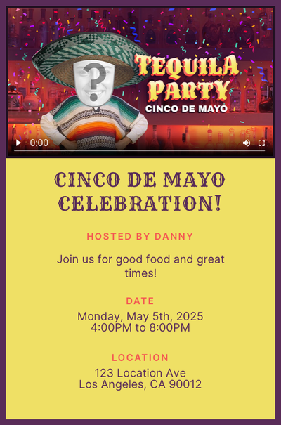 Tequila Party - Cinco de Mayo - Solo Invitation