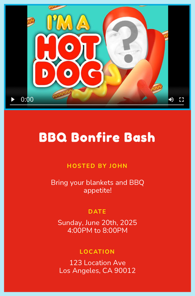 I'm A Hot Dog Invitation