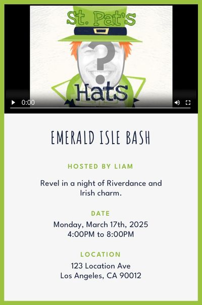 St. Pat's Hats Invitation