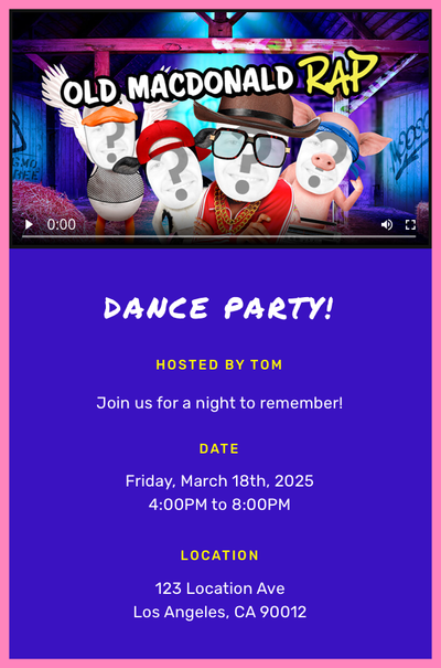 Old MacDonald Rap Invitation