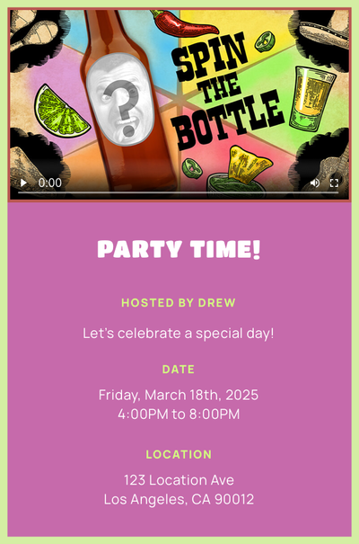 Spin The Bottle Invitation