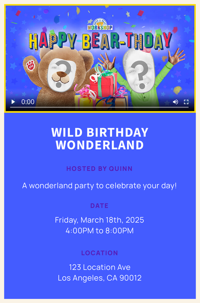 Happy Bear-thday! Invitation