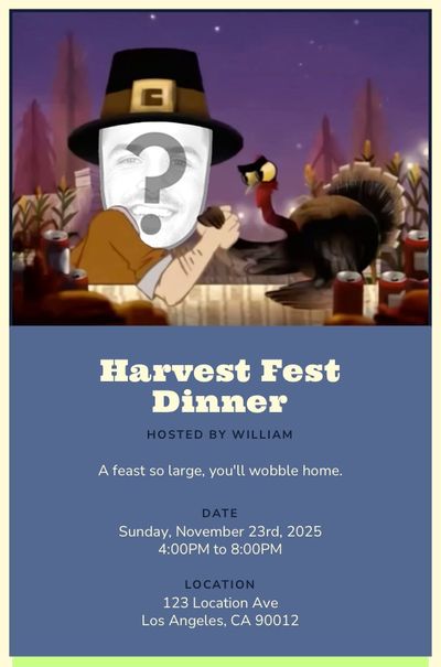 Thanksgiving Arm Wrestle a Turkey Invitation