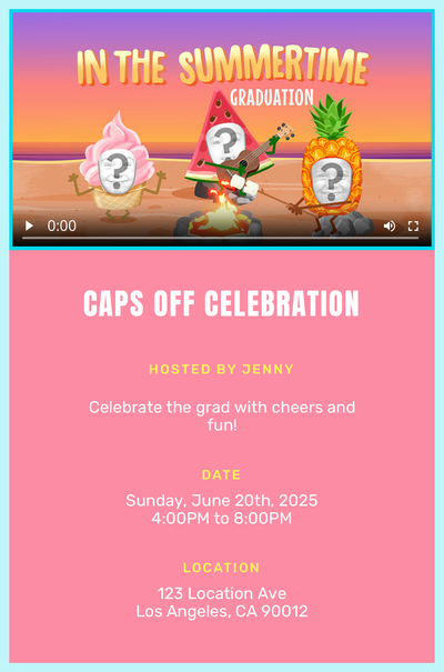  "In The Summertime" by Mungo Jerry - Graduation - Invite Invitation
