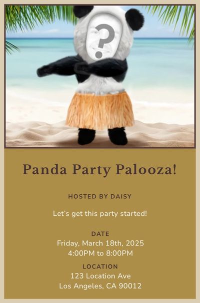 Wildlife Panda Hula Invitation