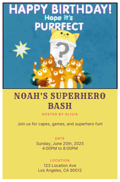 Purr-fect Birthday Invitation