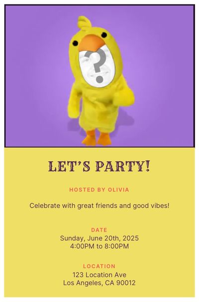 Chicken Dance Purple Invitation