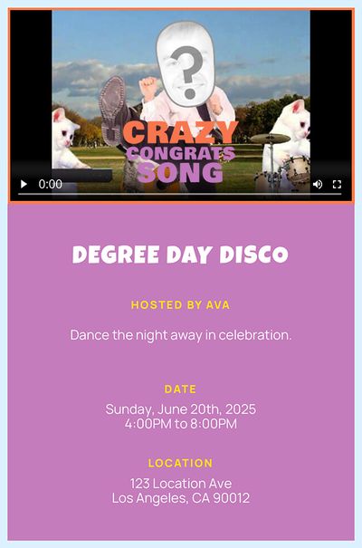 Crazy Congrats Song  Invitation