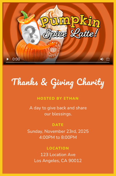 Pumpkin Spice Latte Invitation
