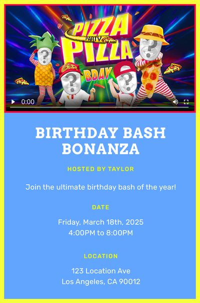 Pizza Pizza! - Birthday Invitation