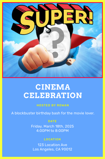 Super Superhero Flying Invitation
