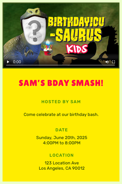 Birthdayicusaurus - Kids Invitation