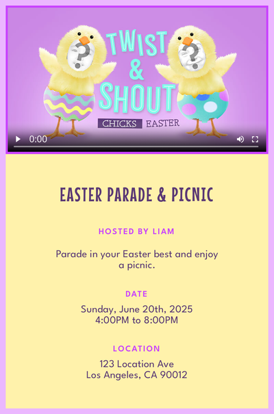 "Twist and Shout" by The Isley Brothers - Easter Chicks Invitation