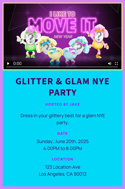 I Like To Move It - New Years  Invitation