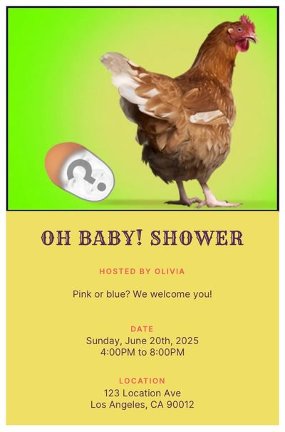 Chicken Egg Head Invitation