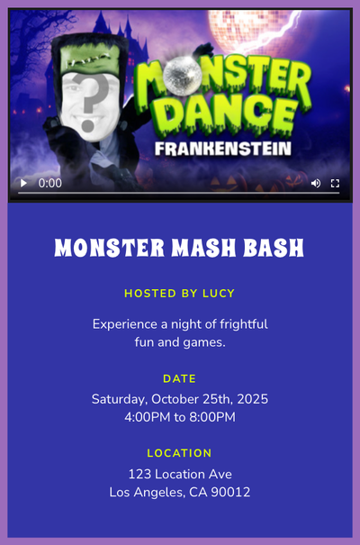 Monster Dance - Frankenstein Invitation