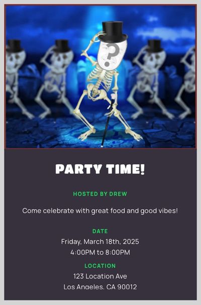 Top Hat Skeleton Invitation