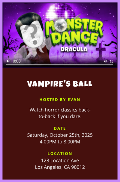Monster Dance - Dracula Invitation