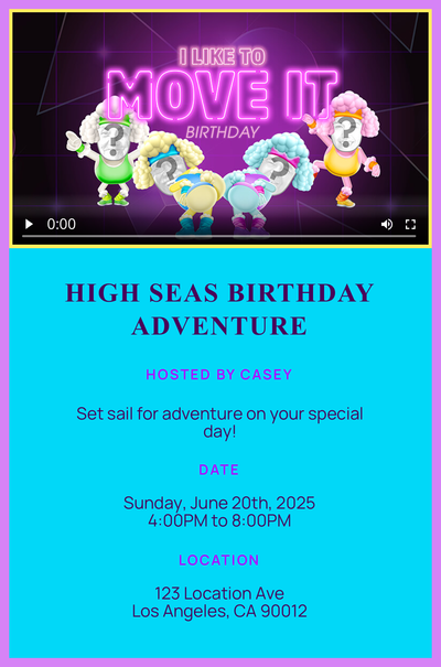 I Like To Move It - Birthday Invitation
