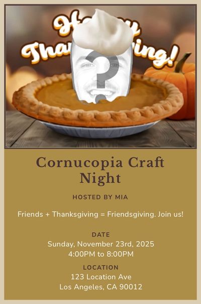 Thanksgiving Pumpkin Pie Pop Invitation