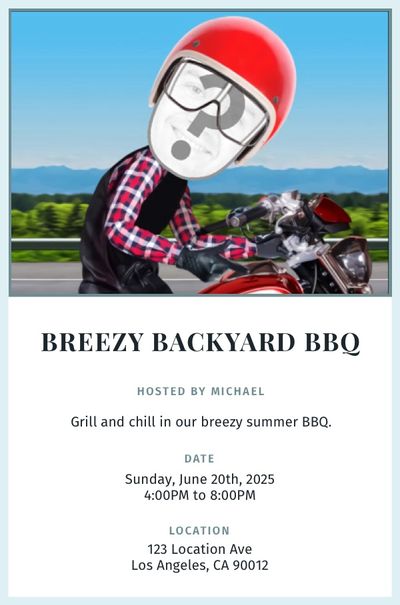 Finger Gun Biker Invitation