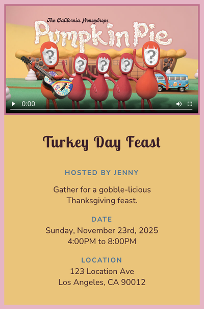 "Pumpkin Pie" by The California Honeydrops Invitation