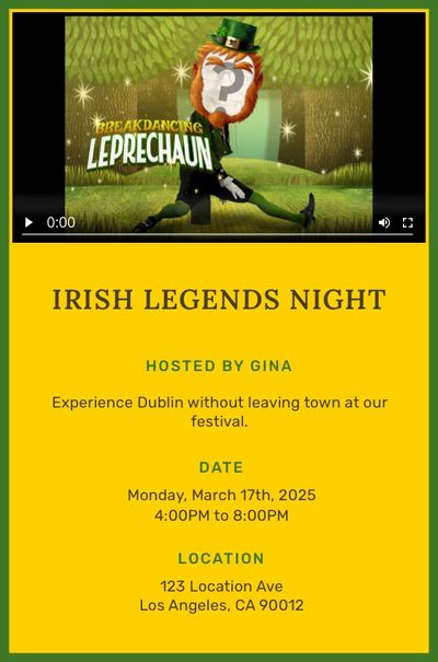 Breakdancing Leprechaun Invitation